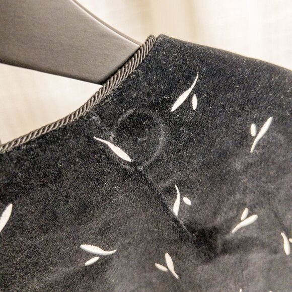 Vintage 90s Cos Cob Black Velveteen Abstract Print Blazer | Size 14 Made in USA - Picture 6 of 8